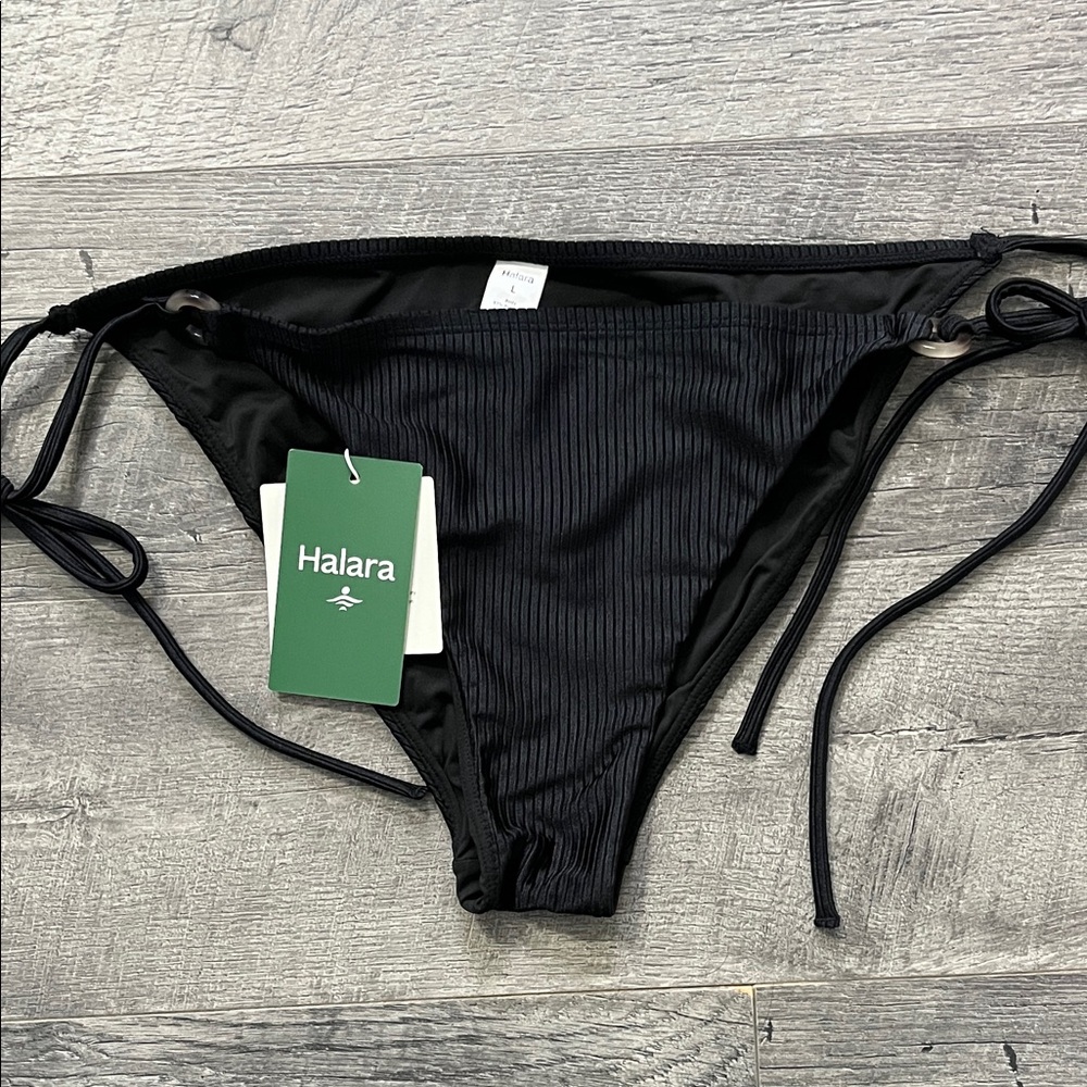 HALARA Black Tie-Side Bikini Bottom